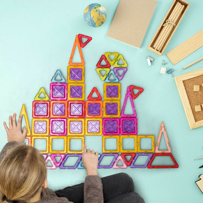 77 Pcs Kids Magnetic Tiles Building Blocks Set/Playboards childrensterritory