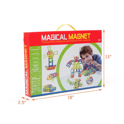 77 Pcs Kids Magnetic Tiles Building Blocks Set/Playboards childrensterritory