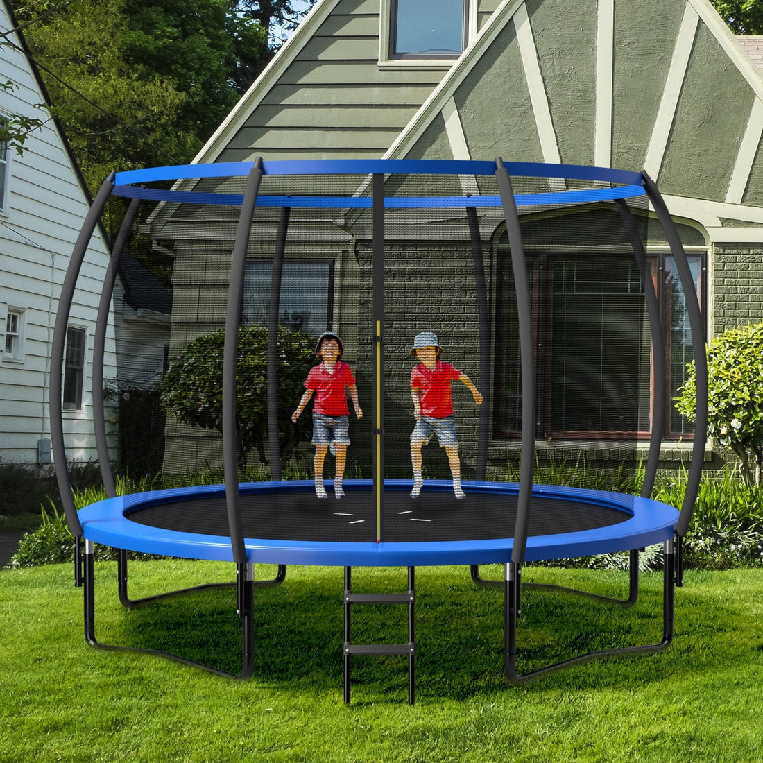 8-12FT Recreational Trampoline with Enclosure Net childrensterritory