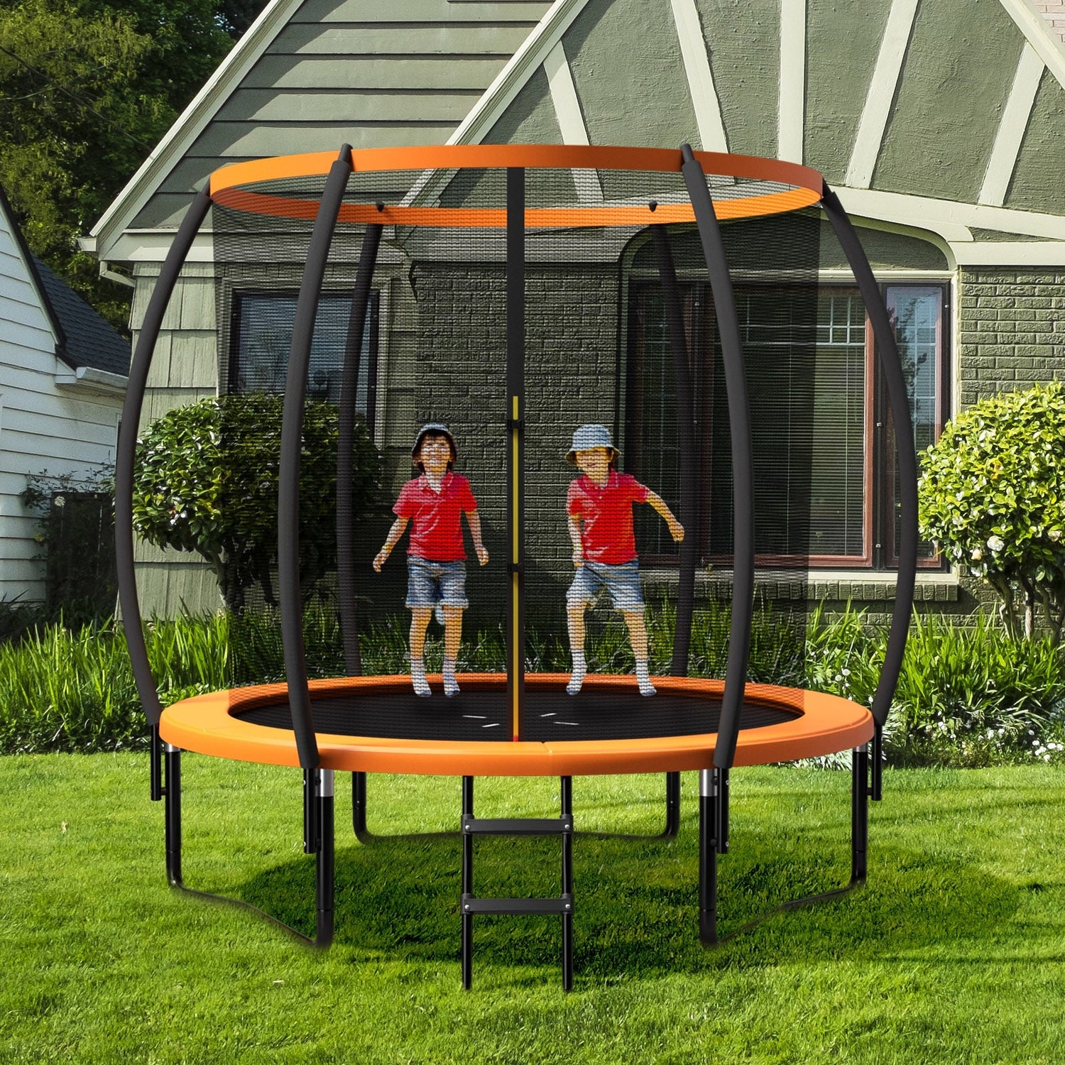 8-12FT Recreational Trampoline with Enclosure Net childrensterritory