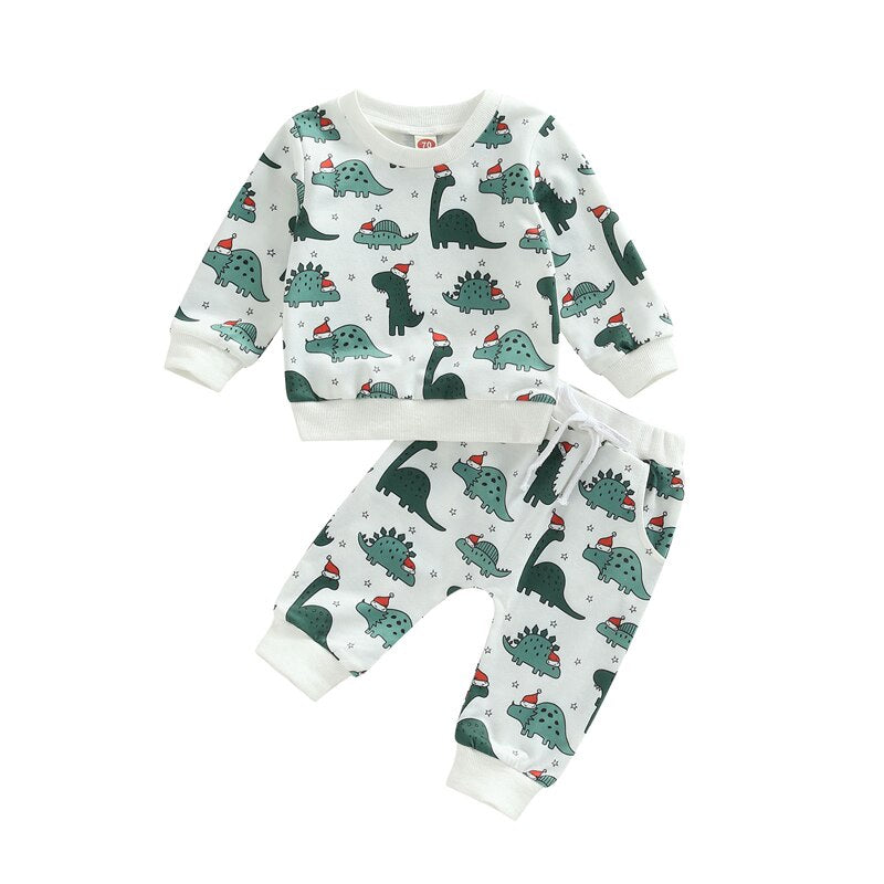 Baby Boy Girl 2Pcs Dinosaur Printed Clothing Set