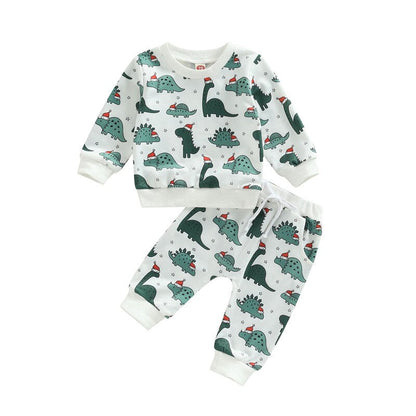 Baby Boy Girl 2Pcs Dinosaur Printed Clothing Set
