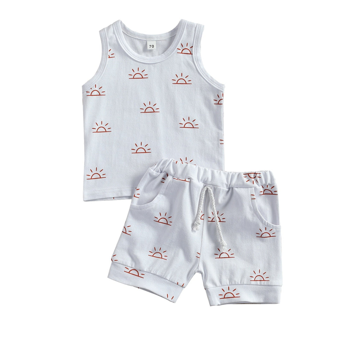 Baby Boy Girl Sun Print Sleeveless 2Pcs Clothes Sets childrensterritory