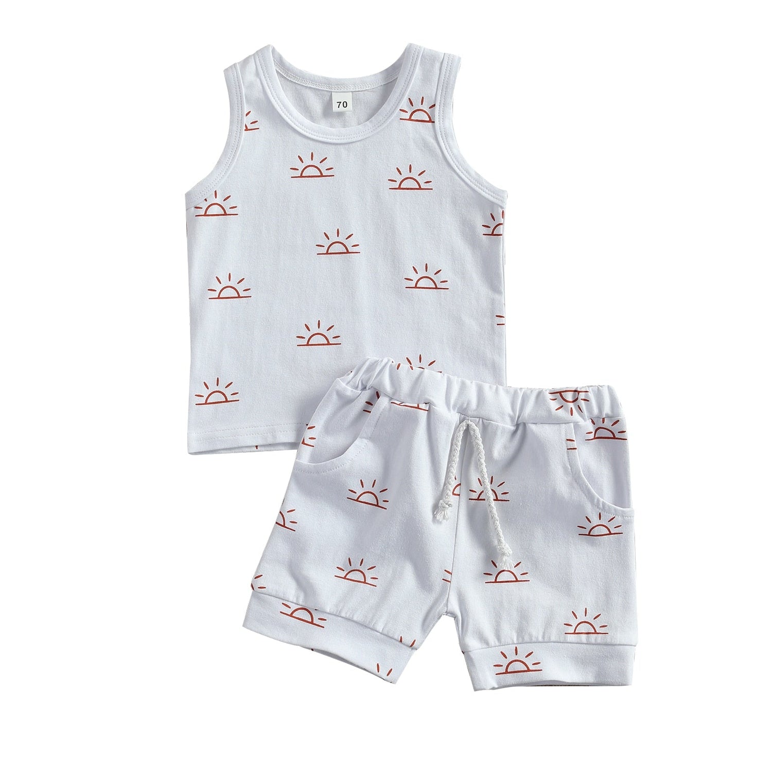 Baby Boy Girl Sun Print Sleeveless 2Pcs Clothes Sets childrensterritory