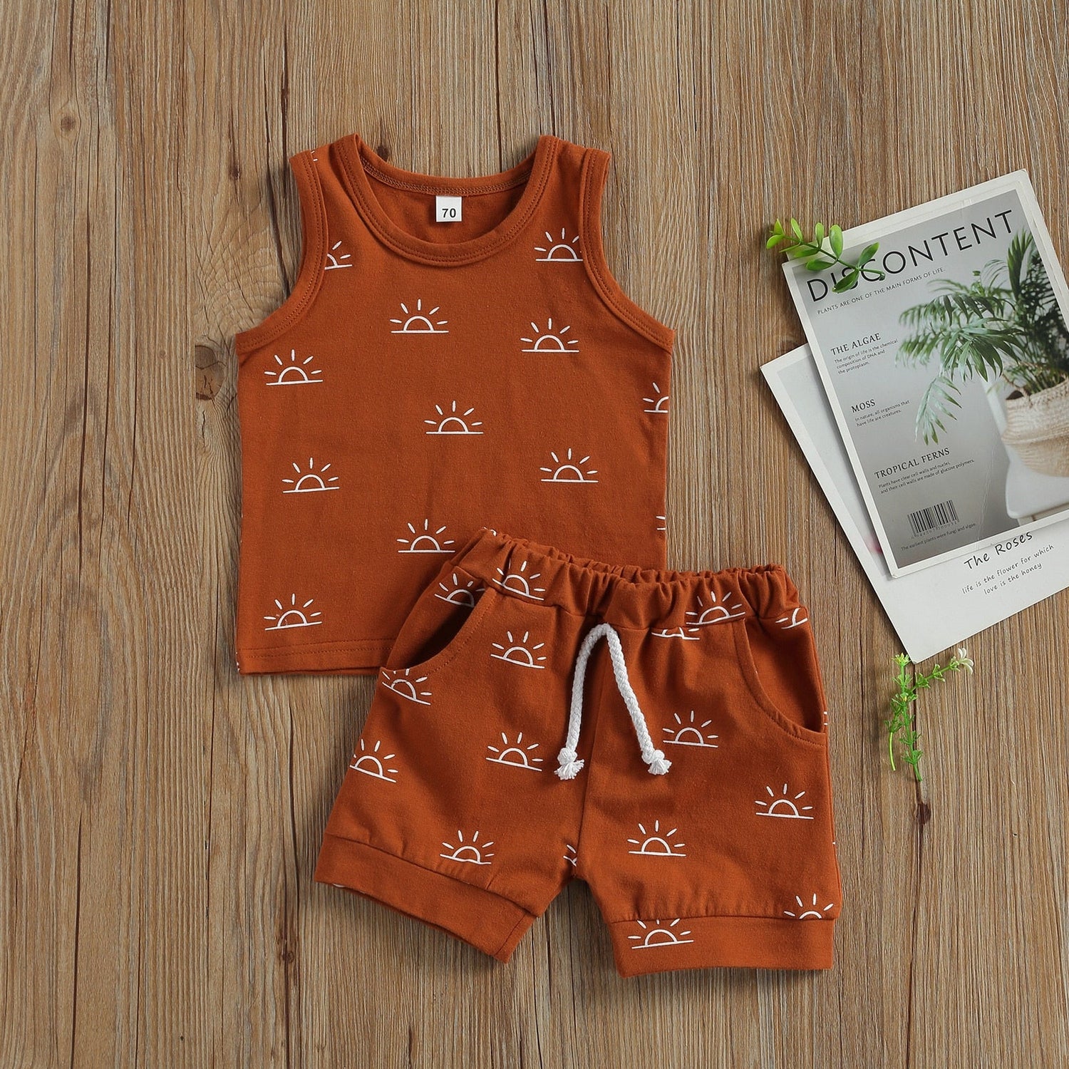 Baby Boy Girl Sun Print Sleeveless 2Pcs Clothes Sets childrensterritory