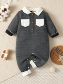 Baby Boy White Lapel Gentleman's Shirt Bodysuit childrensterritory