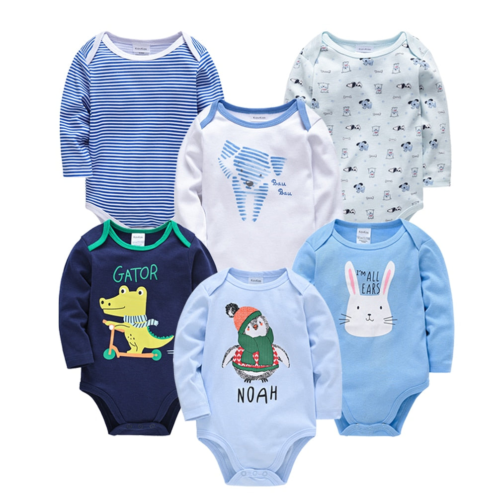 Baby Boys/Girls Long Sleeves Printed Bodysuits Set childrensterritory