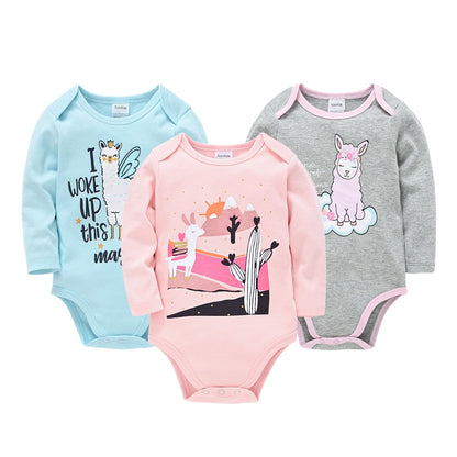 Baby Boys/Girls Long Sleeves Printed Bodysuits Set childrensterritory