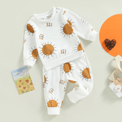 Baby Girl/Boy 2Pcs Long Sleeve Sun Print Outfit Set childrensterritory