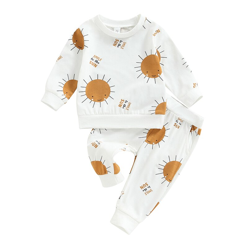 Baby Girl/Boy 2Pcs Long Sleeve Sun Print Outfit Set childrensterritory