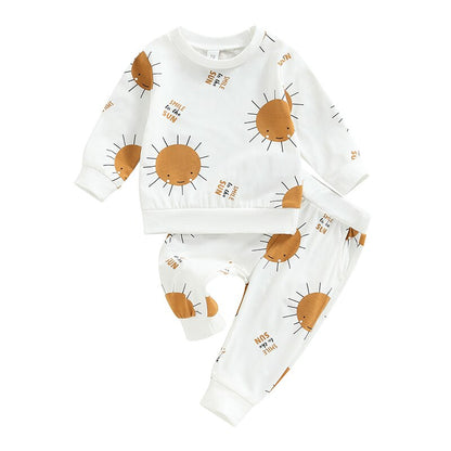 Baby Girl/Boy 2Pcs Long Sleeve Sun Print Outfit Set childrensterritory