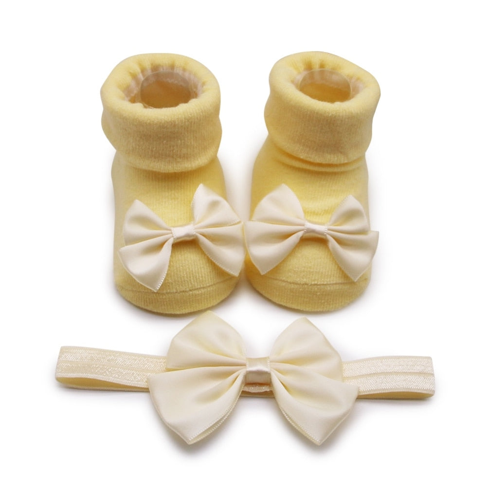 Baby Girls Bow-knot Headband + Princess Socks Set childrensterritory