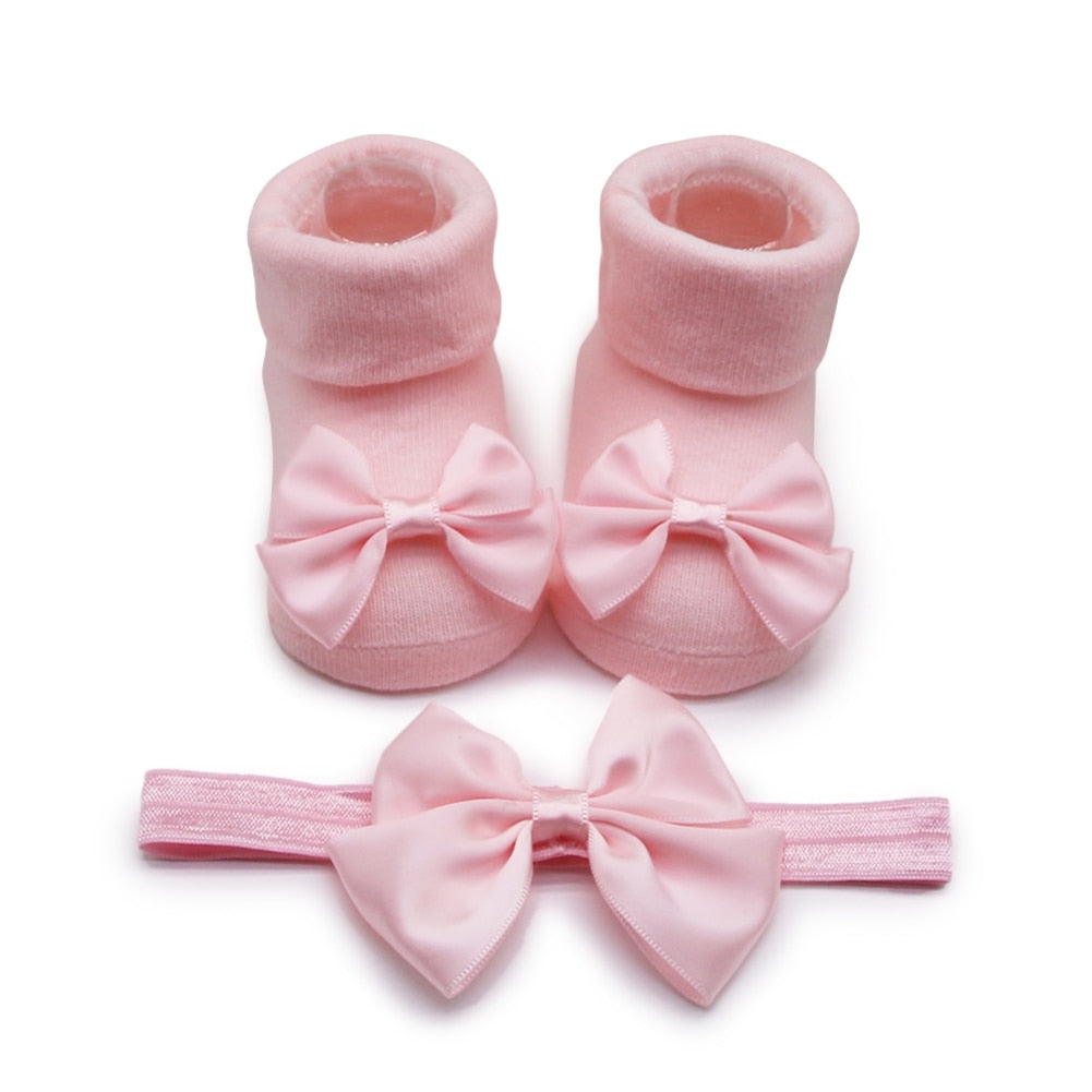 Baby Girls Bow-knot Headband + Princess Socks Set childrensterritory