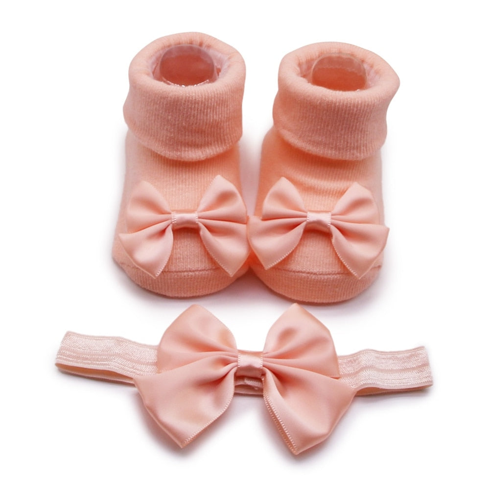 Baby Girls Bow-knot Headband + Princess Socks Set childrensterritory