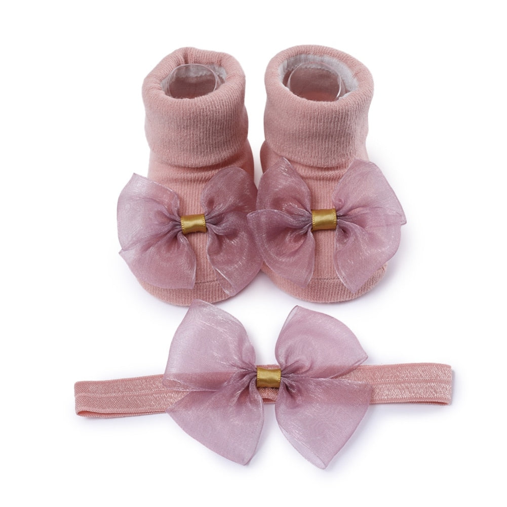 Baby Girls Bow-knot Headband + Princess Socks Set childrensterritory