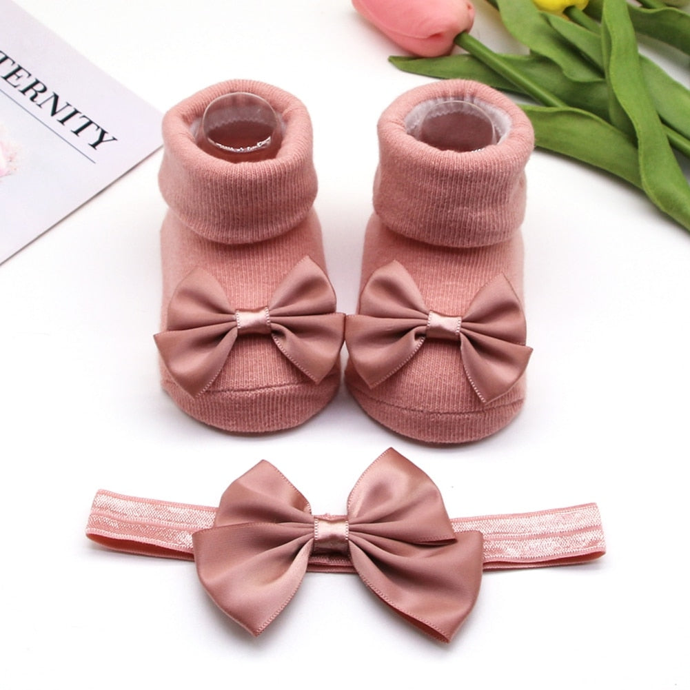 Baby Girls Bow-knot Headband + Princess Socks Set childrensterritory