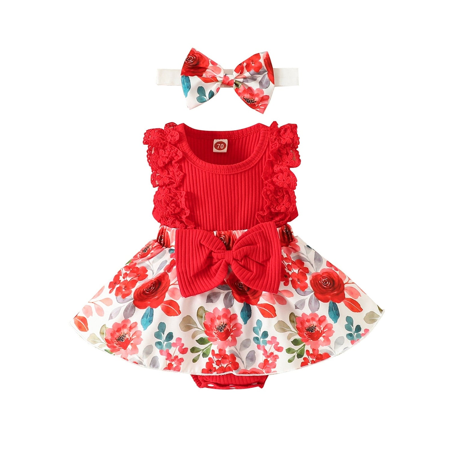 Baby Girls Patchwork Floral Jumpsuit &amp; Headband childrensterritory