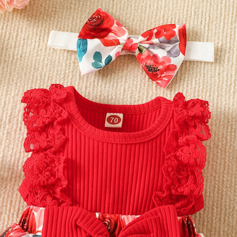 Baby Girls Patchwork Floral Jumpsuit &amp; Headband childrensterritory
