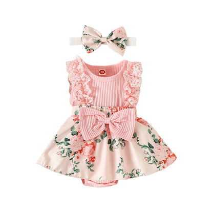 Baby Girls Patchwork Floral Jumpsuit &amp; Headband childrensterritory