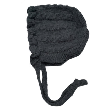 Baby Girls Solid Print Winter Hats With Ruffle Design childrensterritory
