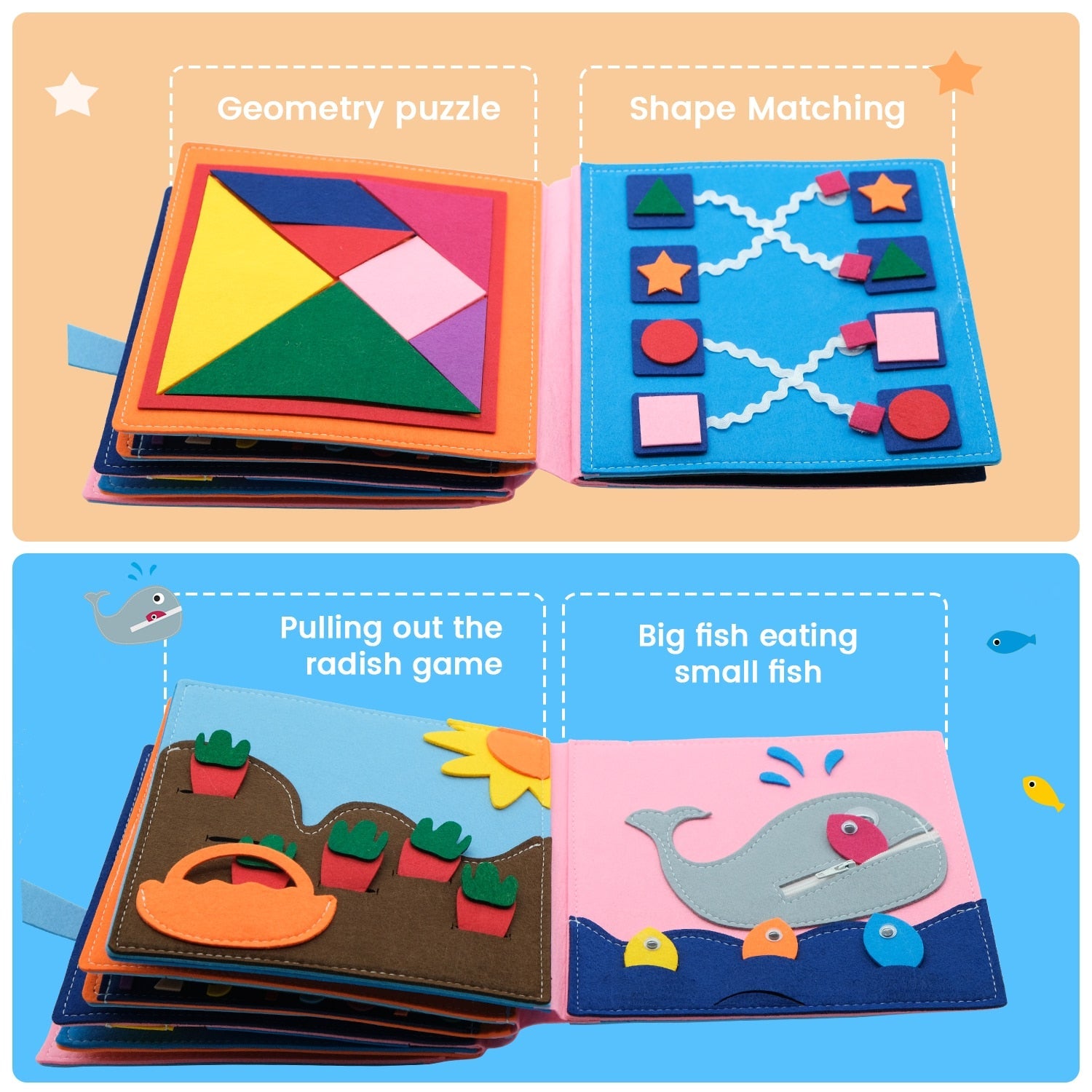 Baby Montessori Felt Cloth Book for Early Educational childrensterritory