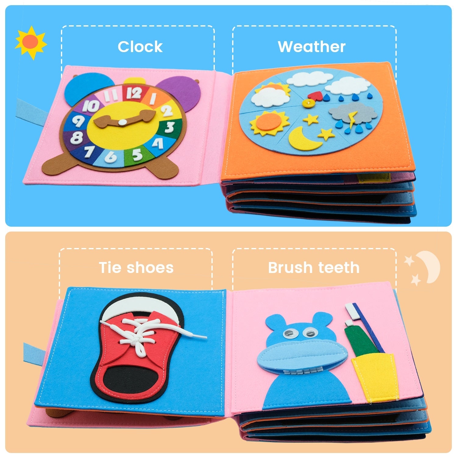 Baby Montessori Felt Cloth Book for Early Educational childrensterritory