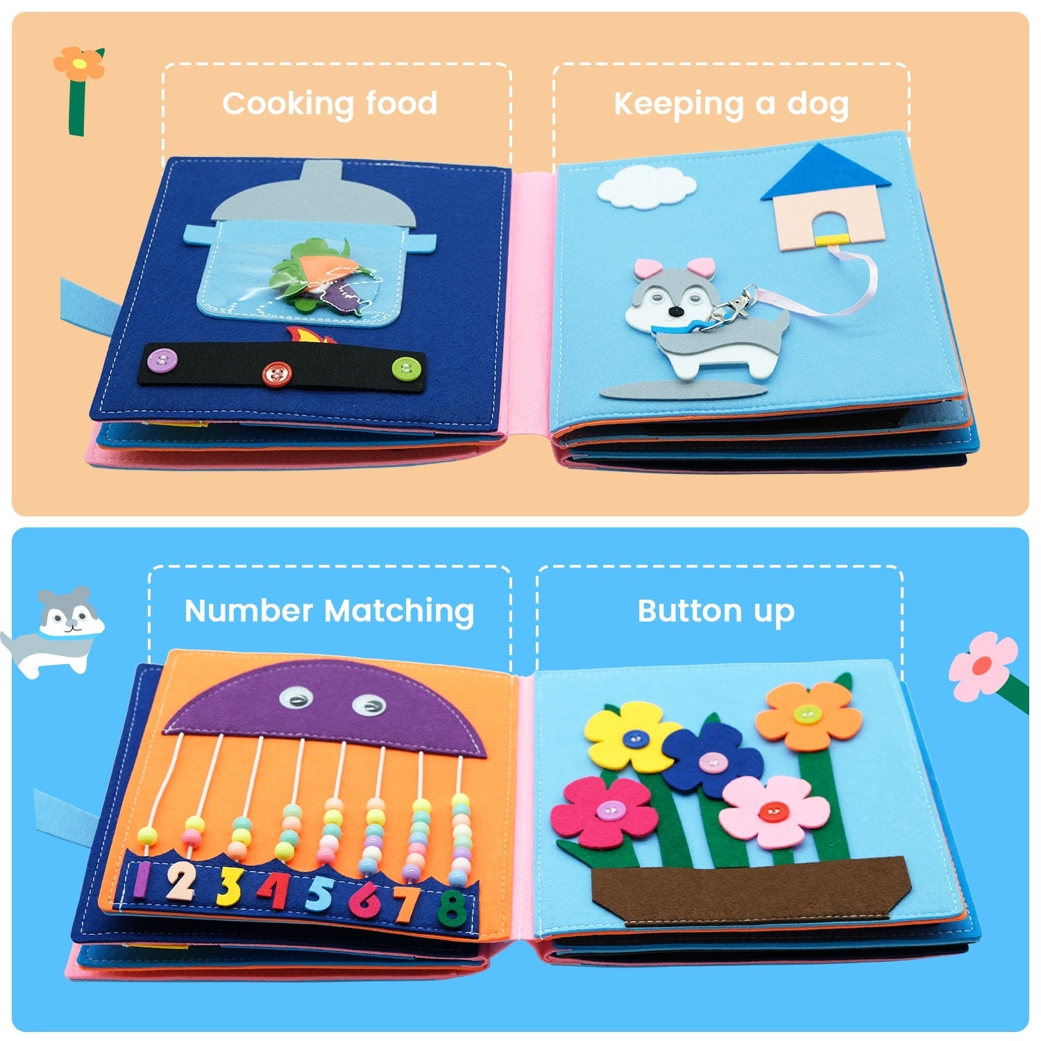 Baby Montessori Felt Cloth Book for Early Educational childrensterritory