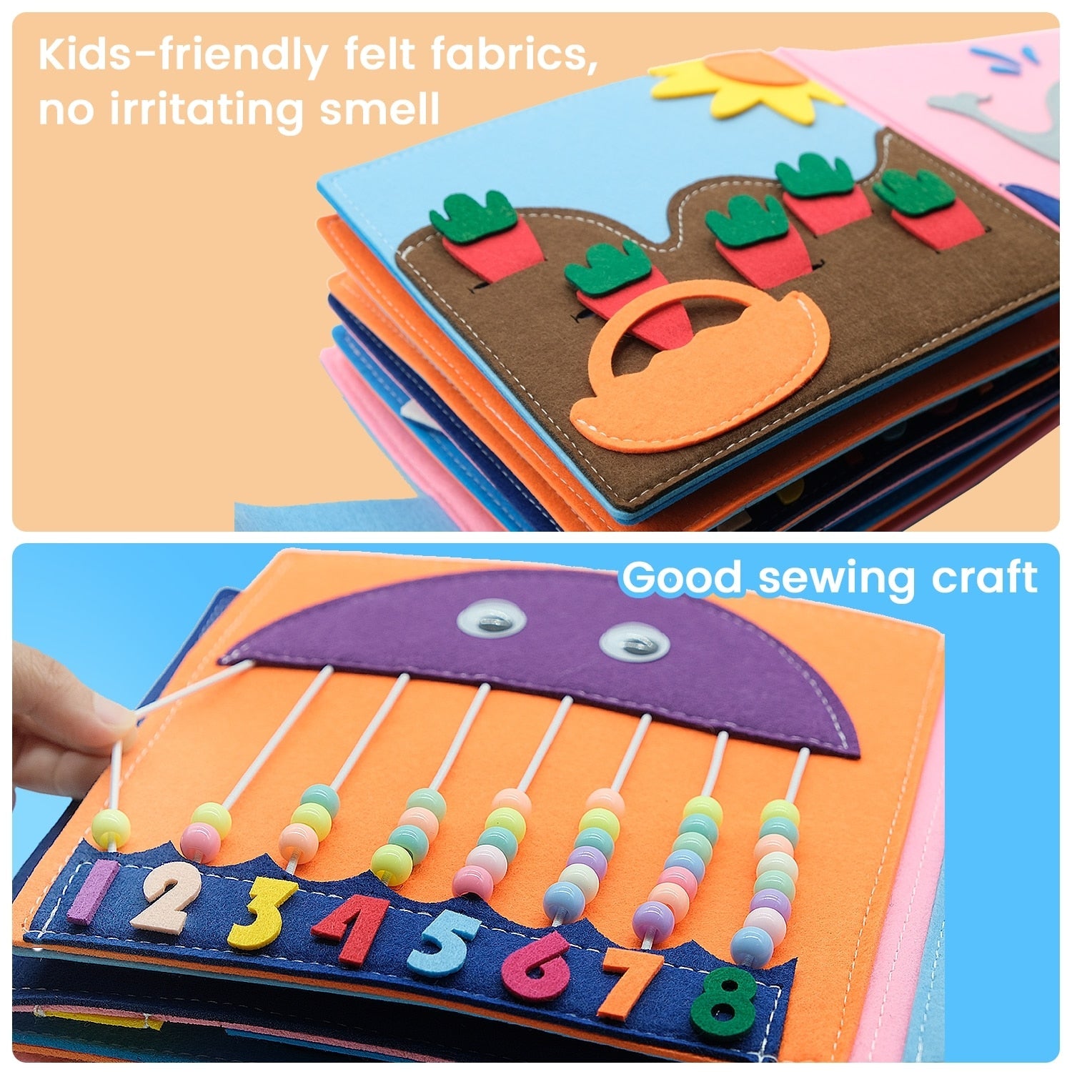 Baby Montessori Felt Cloth Book for Early Educational childrensterritory
