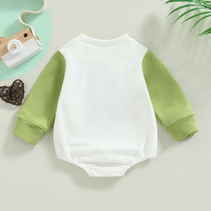 Baby Unisex Letter Clover Print Jumpsuit for St Patrick‘s Day childrensterritory