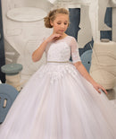 Baby/Kids Girls Half Sleeve Lace Tulle Dress/Prom Gowns childrensterritory