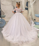 Baby/Kids Girls Half Sleeve Lace Tulle Dress/Prom Gowns childrensterritory