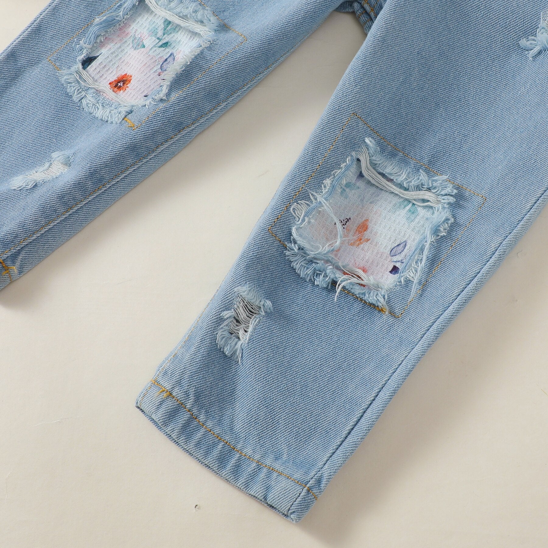 Baby/Kids Girls Ruffle Tops+Denim Pants 2pcs Set childrensterritory