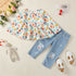 Baby/Kids Girls Ruffle Tops+Denim Pants 2pcs Set childrensterritory