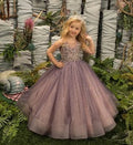Baby/Kids Girls Tulle Sheer Neck Beaded Princess Dress childrensterritory