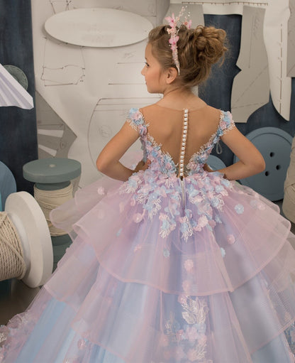 Baby/Kids Sky Blue Layered Princess Dress/Gown childrensterritory