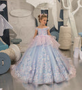 Baby/Kids Sky Blue Layered Princess Dress/Gown childrensterritory