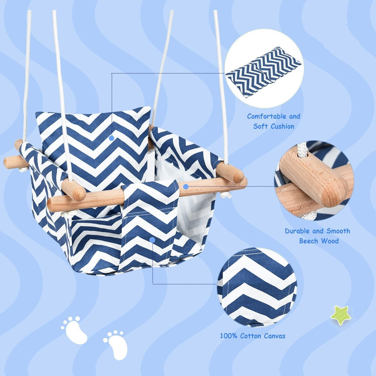 Baby/Toddler Cotton Canvas Hanging Hammock Swing Toy childrensterritory