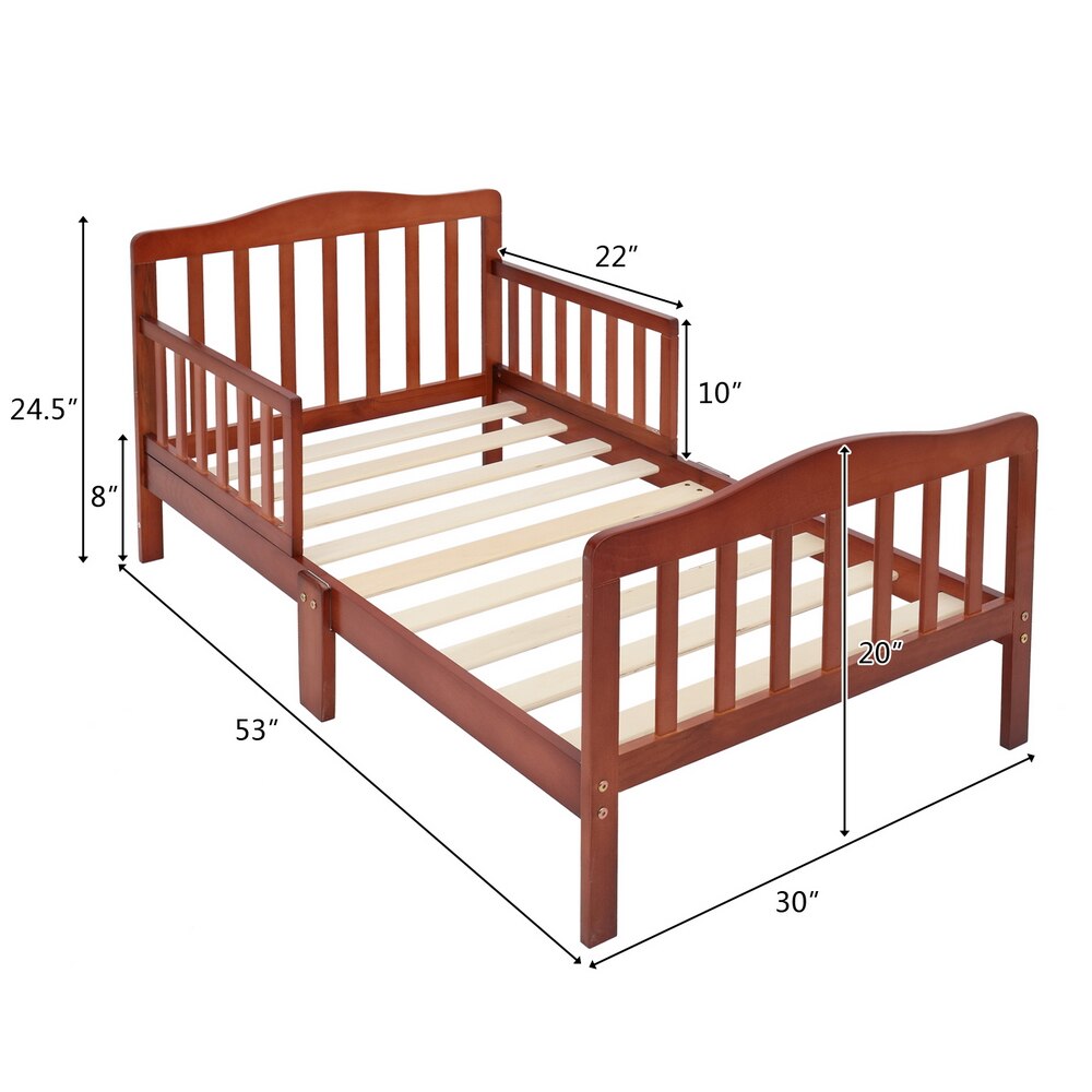 Baby/Toddler Wooden Bed with Safety Guardrails childrensterritory