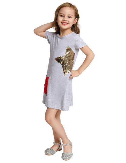 Casual Loose Sequins Design Summer Dress for Girls childrensterritory
