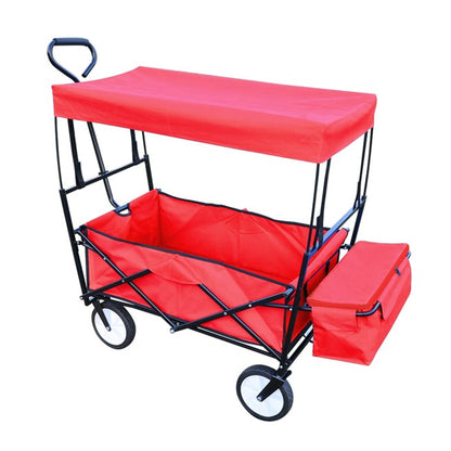 Collapsible Wagon Folding Cart W/Canopy For Outdoor childrensterritory