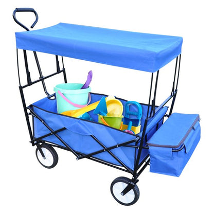 Collapsible Wagon Folding Cart W/Canopy For Outdoor childrensterritory