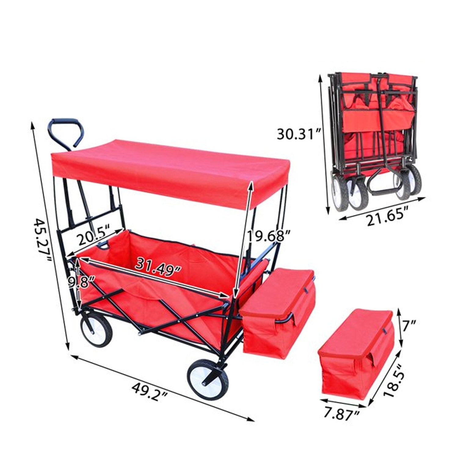 Collapsible Wagon Folding Cart W/Canopy For Outdoor childrensterritory