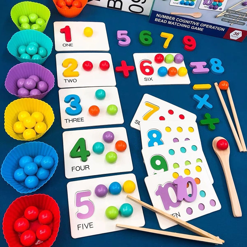 Color Sorting/ Montessori Clip Beads Wooden Toys for Kids childrensterritory