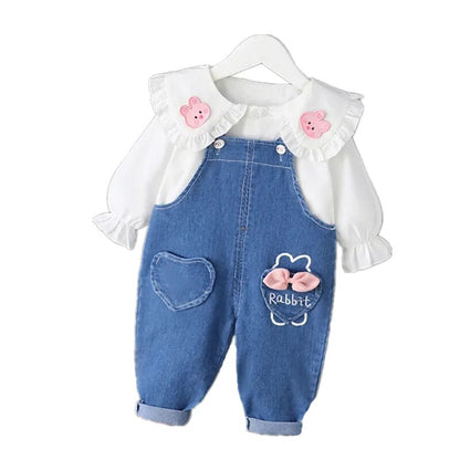 Cotton Top+ Denim Pants 2Pcs/sets For Toddler Girls childrensterritory