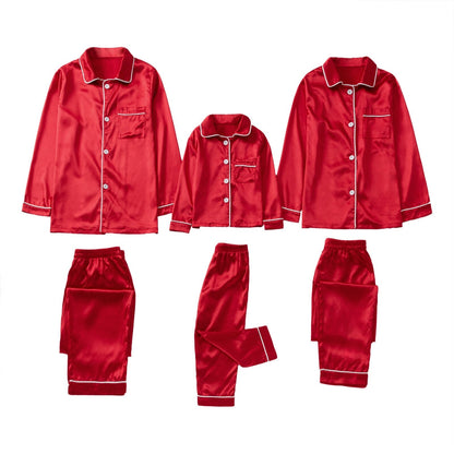 Family Matching Long Sleeve Satin Sleepwear Set childrensterritory