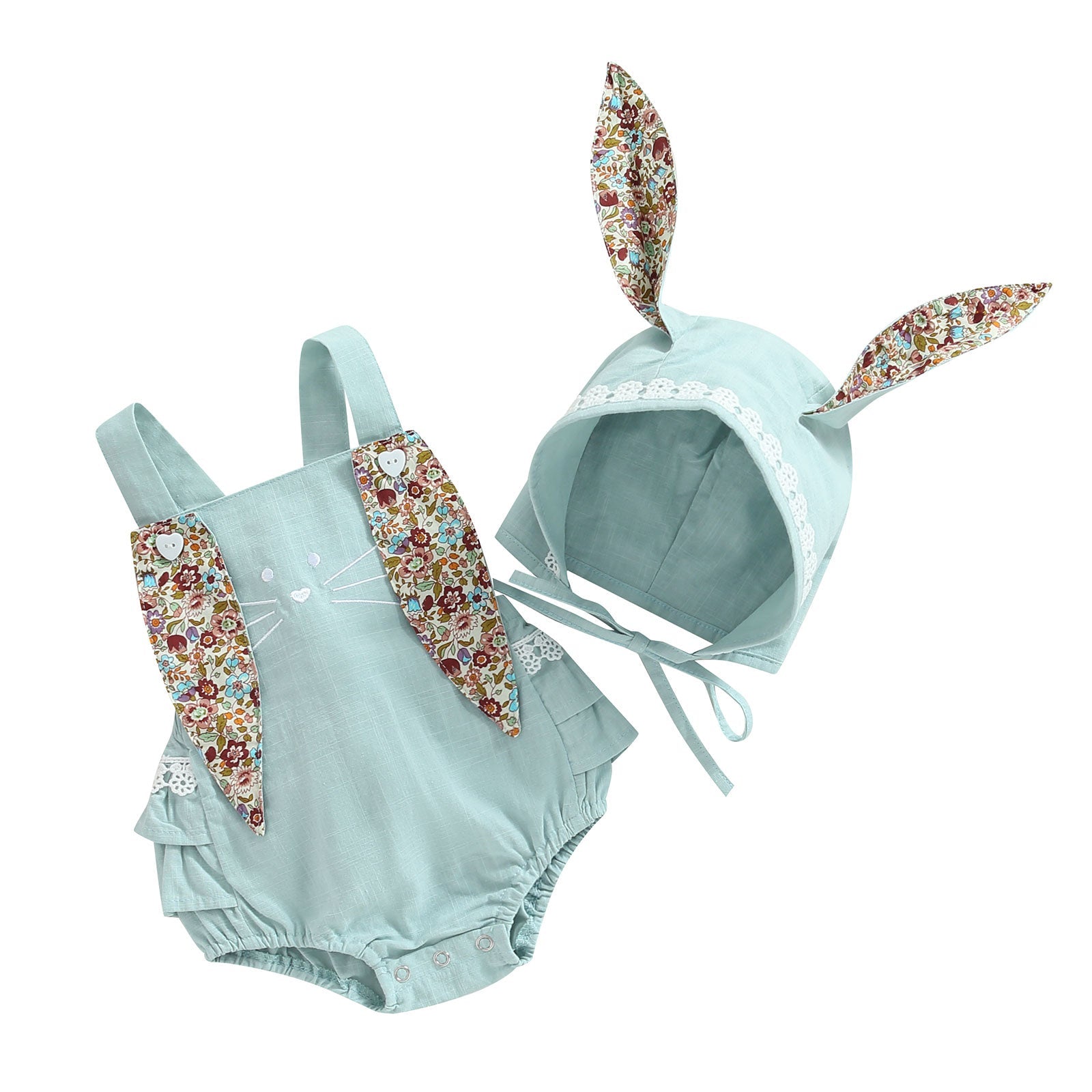 Floral Print Bunny Ear Easter Bodysuit for Baby Girls childrensterritory