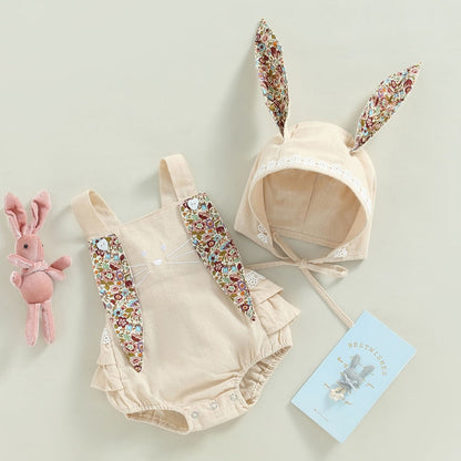 Floral Print Bunny Ear Easter Bodysuit for Baby Girls childrensterritory