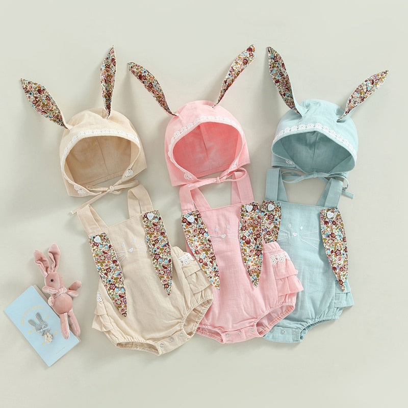 Floral Print Bunny Ear Easter Bodysuit for Baby Girls childrensterritory