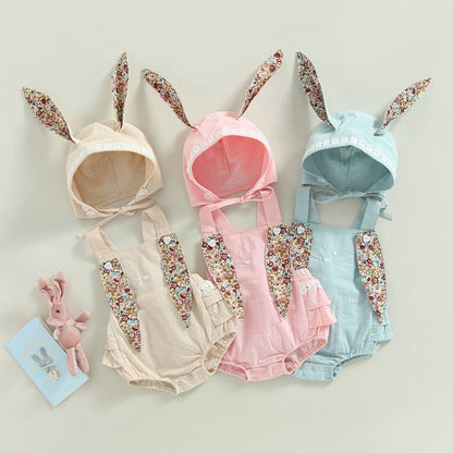 Floral Print Bunny Ear Easter Bodysuit for Baby Girls childrensterritory