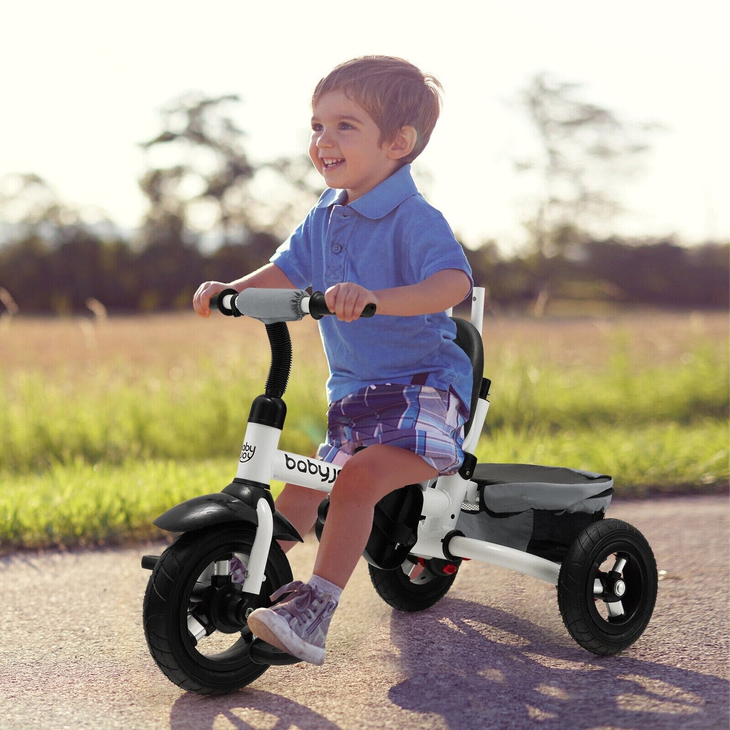 Folding Toddler Tricycle W/Reversible Seat &amp; Canopy childrensterritory